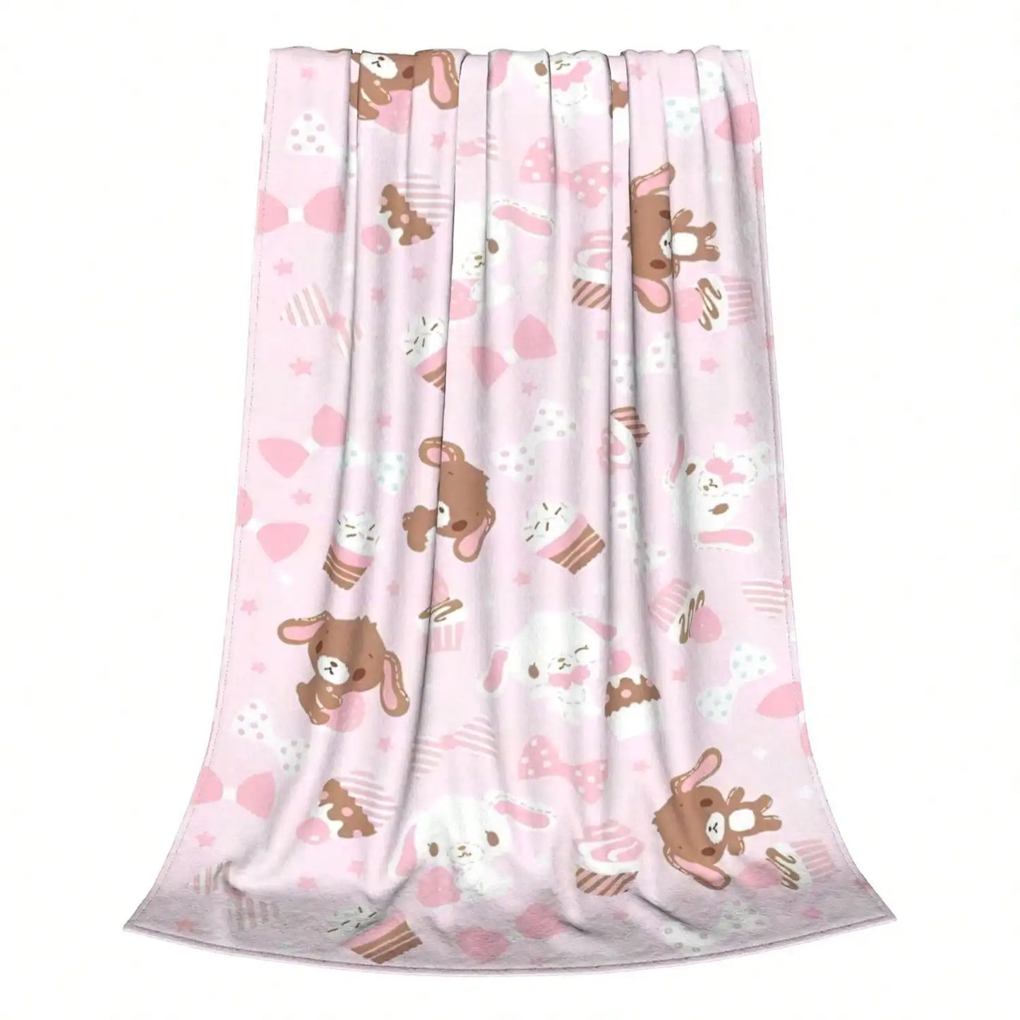Cartoon Sugar Bunnies Coral Fleece Throw Blanket