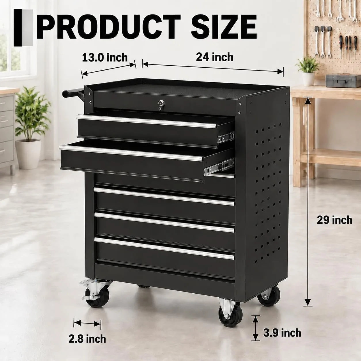 6 Drawer Rolling Tool Chest with Locking Wheels