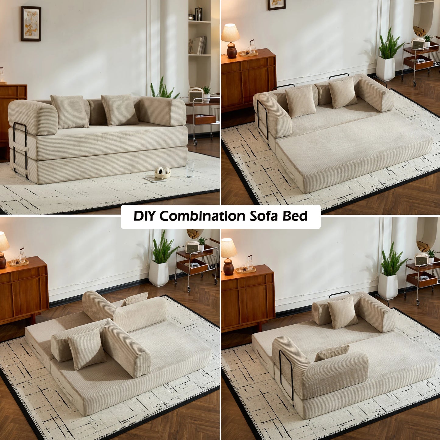 79" Folding Corduroy Futon Sofa Bed