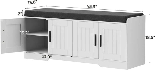 2-Tier Shoe Bench-Padded Seat, with Adjustable Shelf