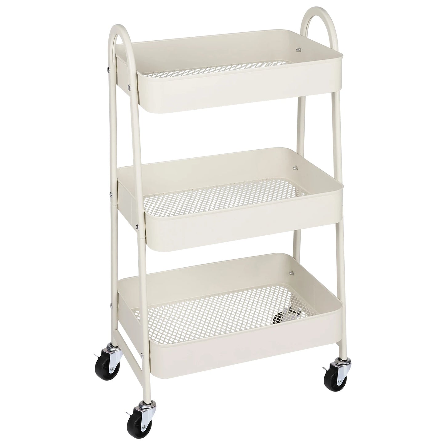 3-Tier Storage Kitchen Cart with Lockable Wheels