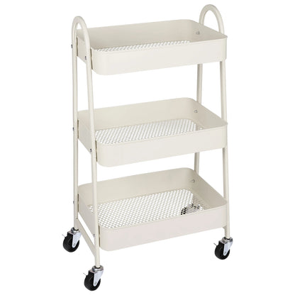 3-Tier Storage Kitchen Cart with Lockable Wheels