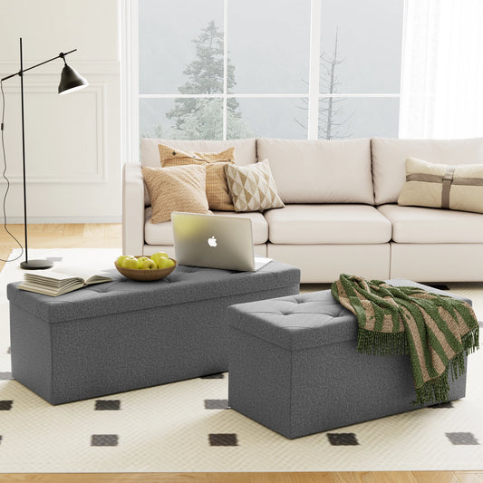 Folding Storage Ottoman Bench