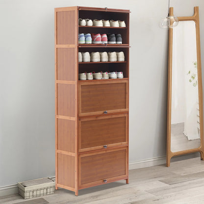 Bamboo Shoe Cabinet Storage Organizer