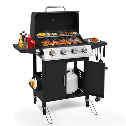 4 Burner Propane Gas BBQ Grill with Wheels
