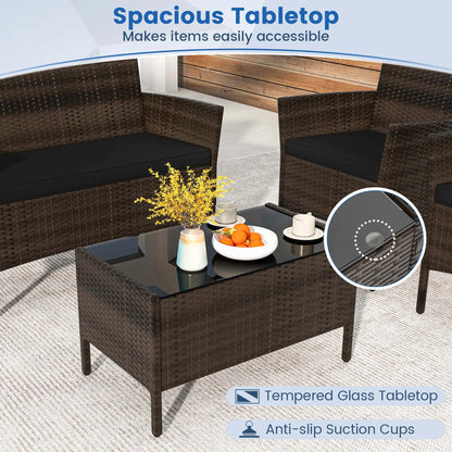 4 PCS Patio Furniture Set with Washable Cushions