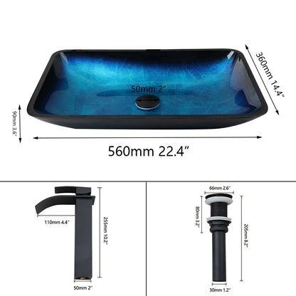 Tempered Glass Washbasin Faucet Set