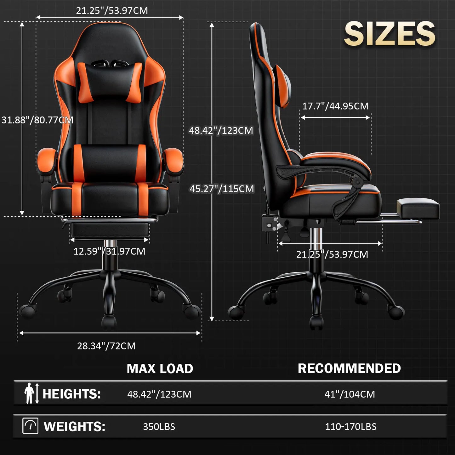 Gaming Chair with Footrest Leather Office Desk