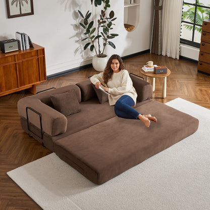 79" Folding Corduroy Futon Sofa Bed