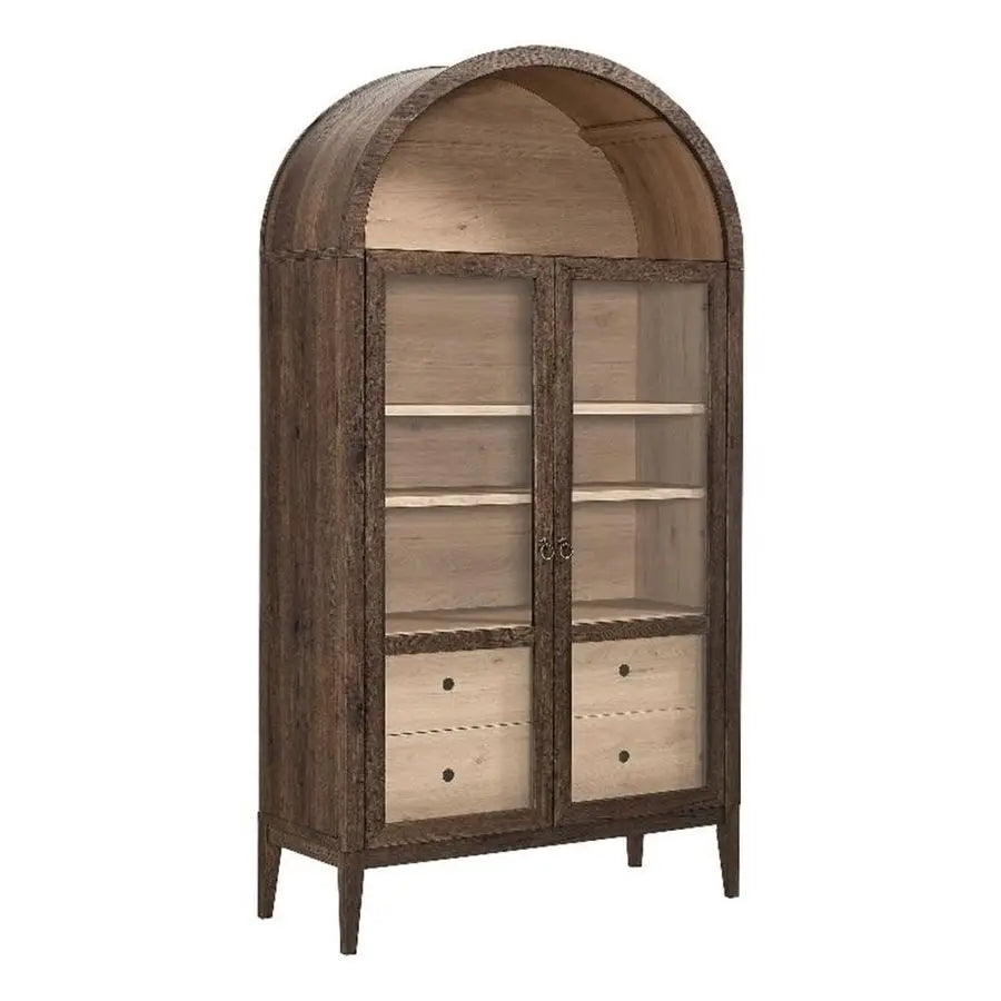Arch Storage Display Cabinet with Glass Doors