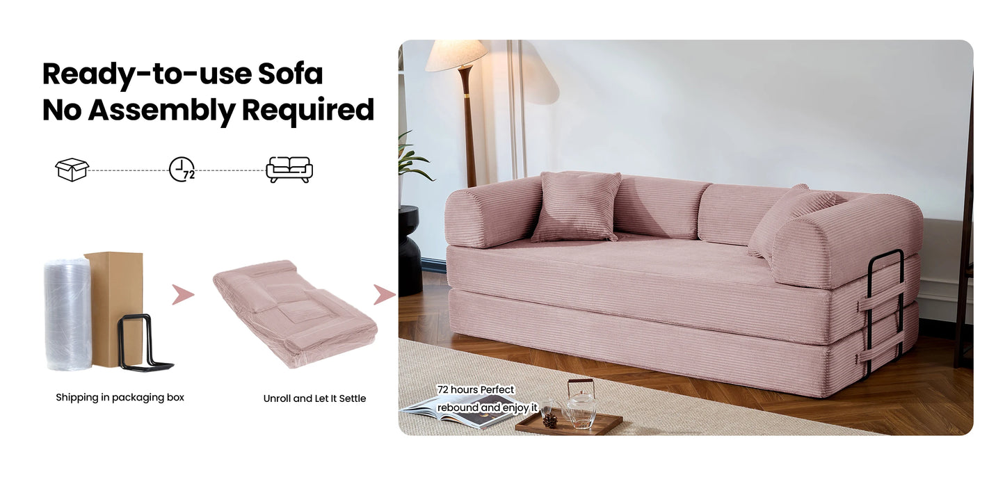 79’’ Folding Convertible Corduroy Sofa Bed