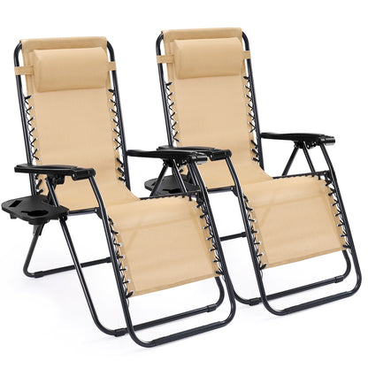 Set of 2 Portable Zero Gravity Recliner Chairs