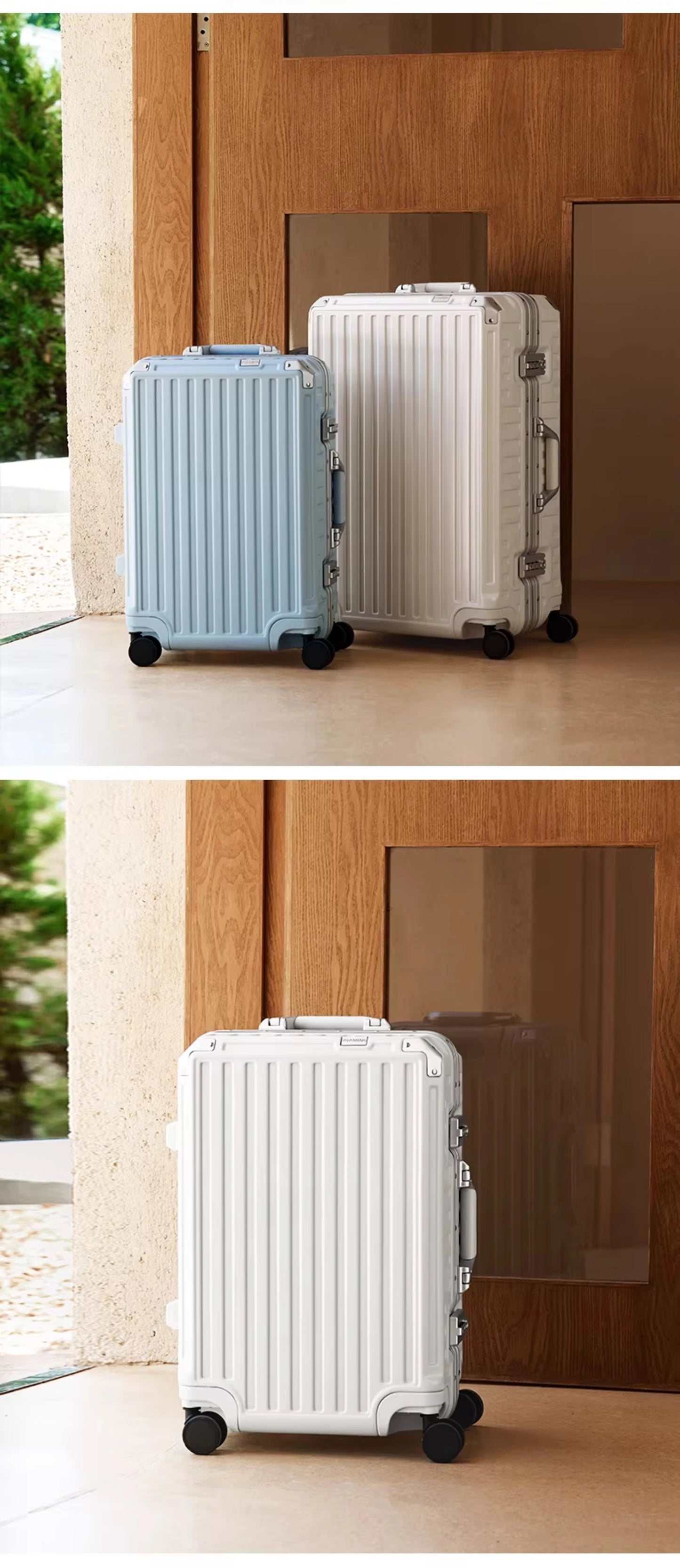 2-Pieces New Ultra Sturdy Aluminum Frame Luggage
