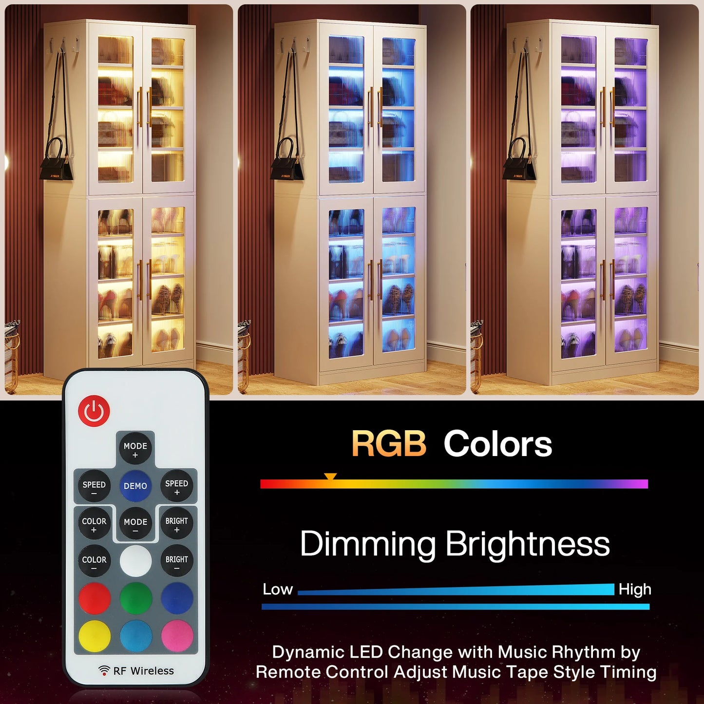 8-Tier Shoe Cabinet with LED Lights