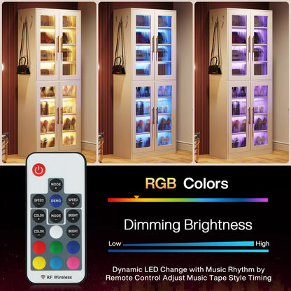 8-Tier Shoe Cabinet with LED Lights