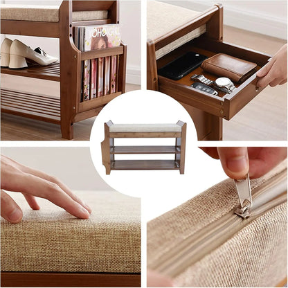 Shoe Rack Bench with Storage Drawer