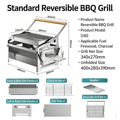 360° Portable Foldable Rotating Charcoal Grill