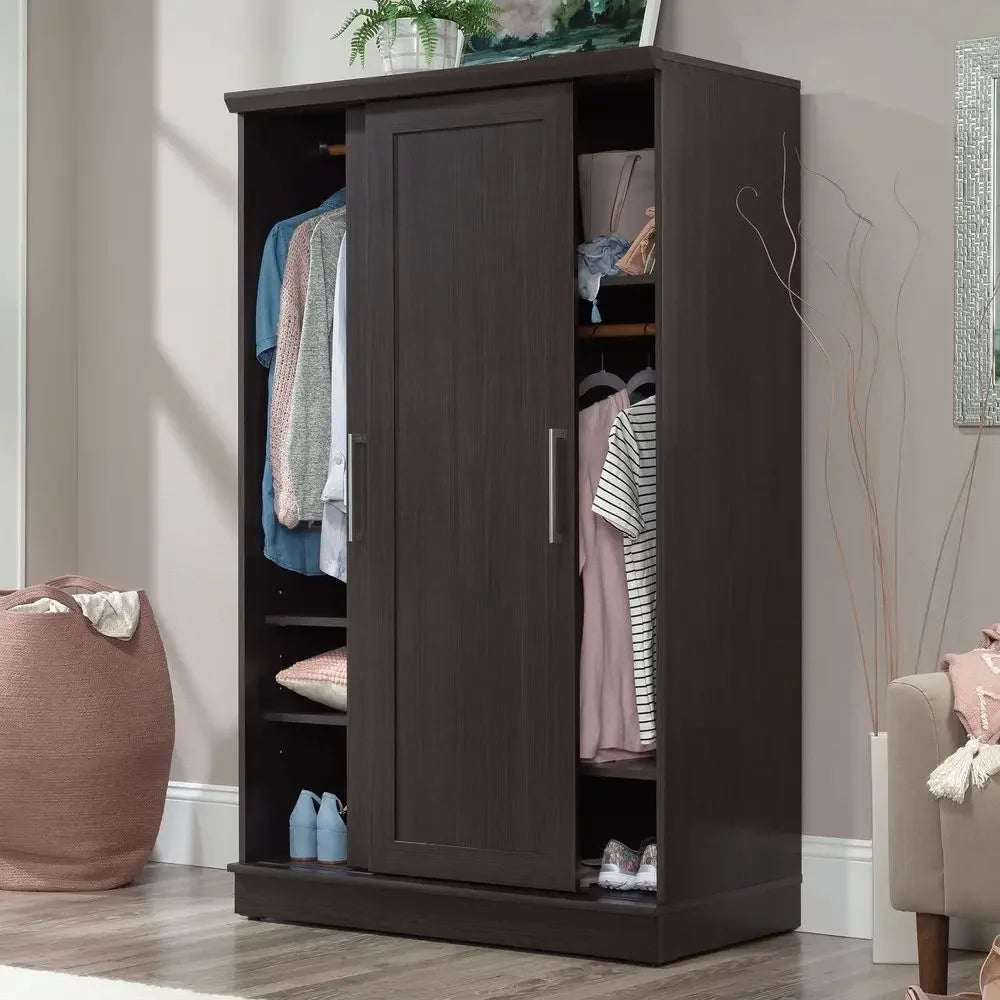 Homeplus Wardrobe Cabinet with Sliding Doors, Dakota Oak Finish