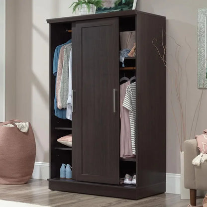 Homeplus Wardrobe Cabinet with Sliding Doors, Dakota Oak Finish