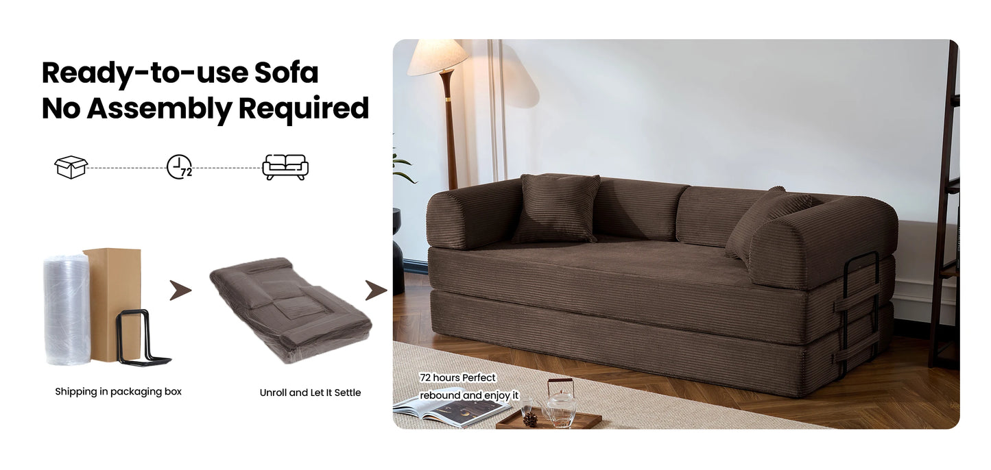 79’’ Folding Convertible Corduroy Sofa Bed