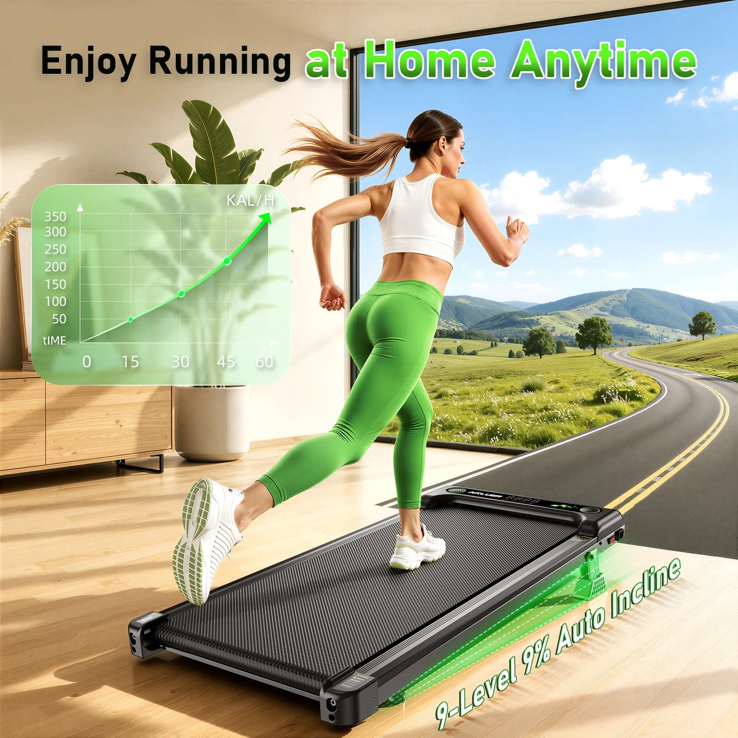 2.5HP Portable Walking Treadmill with 300Lbs Capacity
