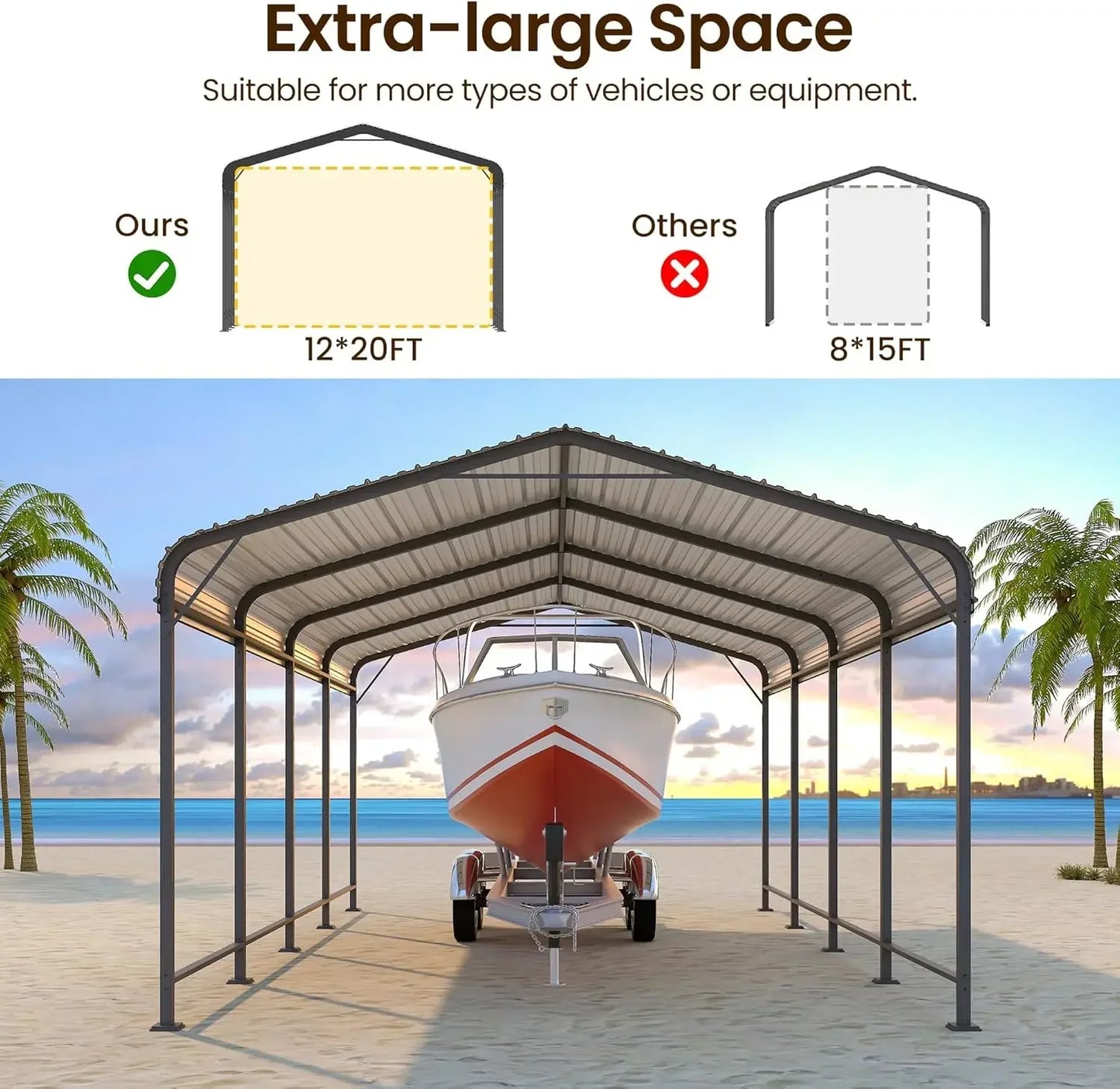 12x20FT Heavy Duty Carport Canopy for All-Weather