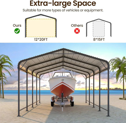 12x20FT Heavy Duty Carport Canopy for All-Weather