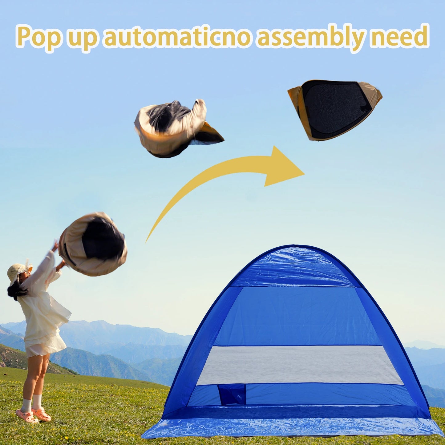 Compact Pop-up beach tent with handbag