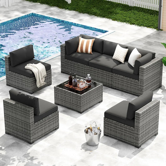7-Piece Wicker Rattan Outdoor Furniture