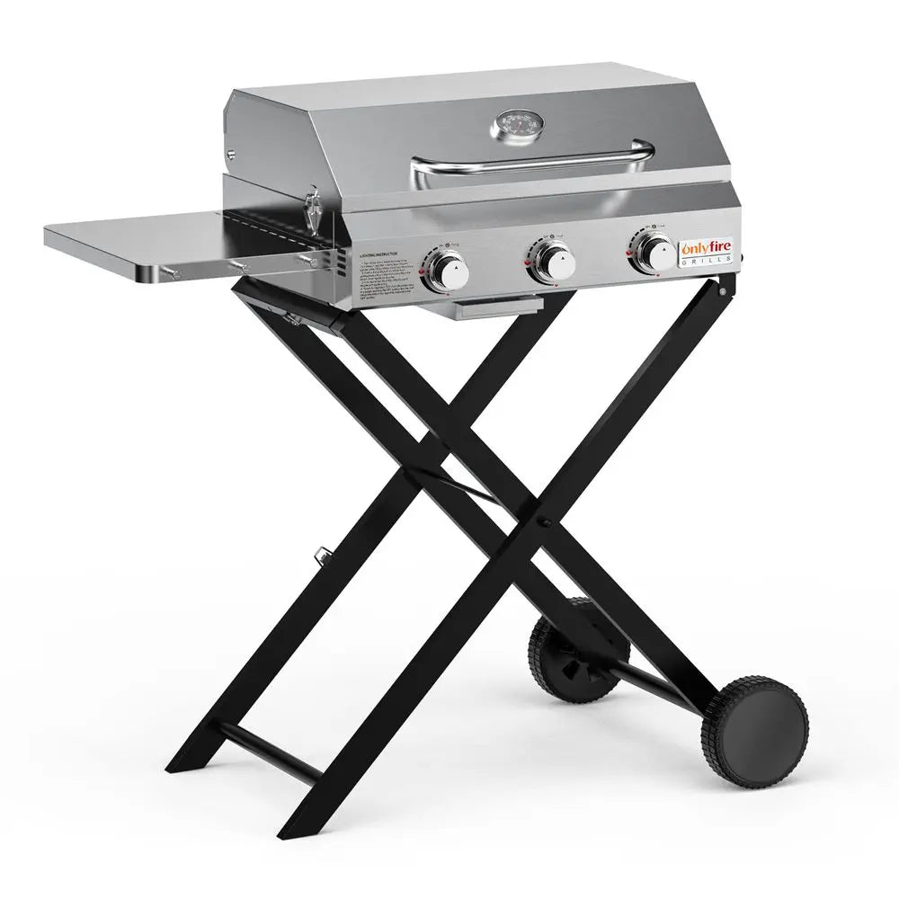 3Burner Gas Grill with Foldable Cart