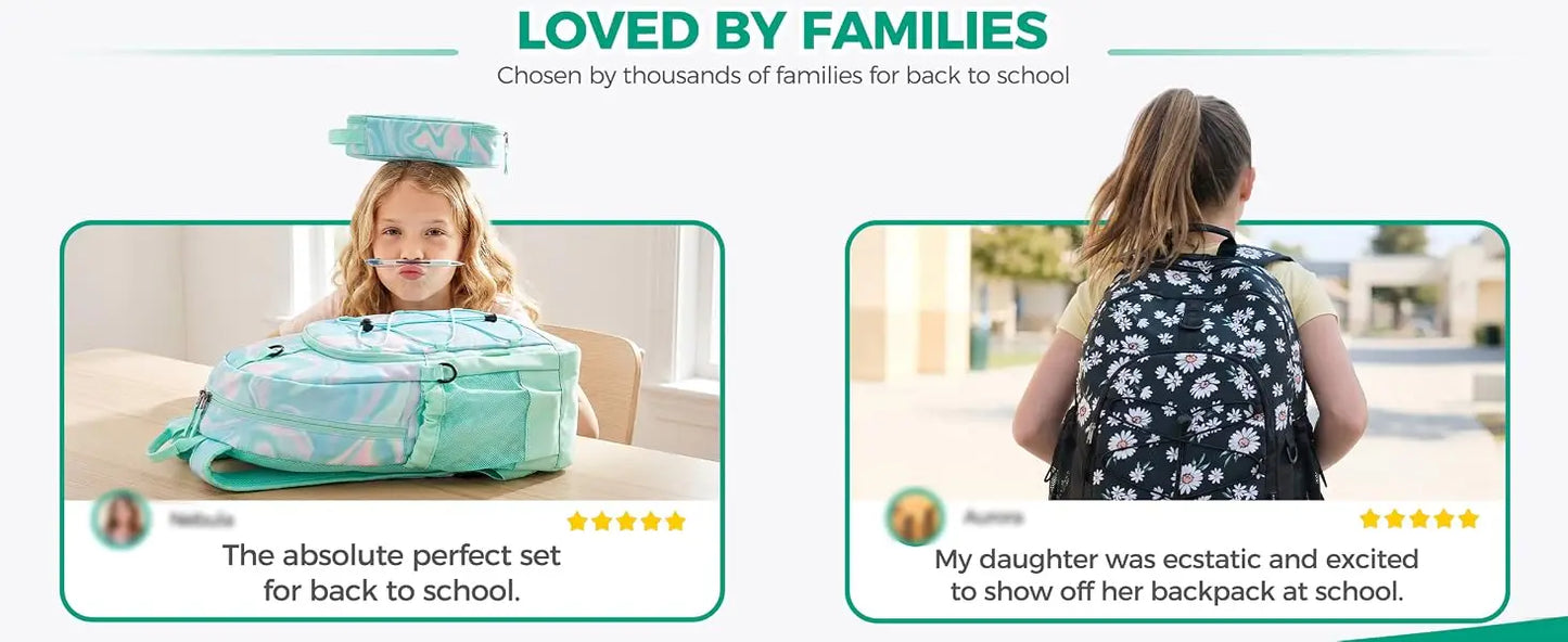 Girls School Backpack with Lunch Box