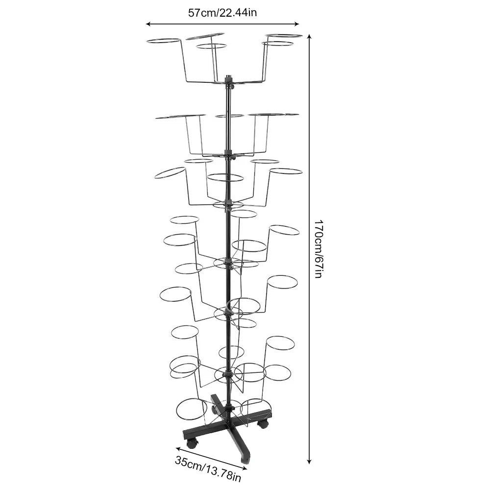 Mobile 7-Tier Black Hat Rack Stand