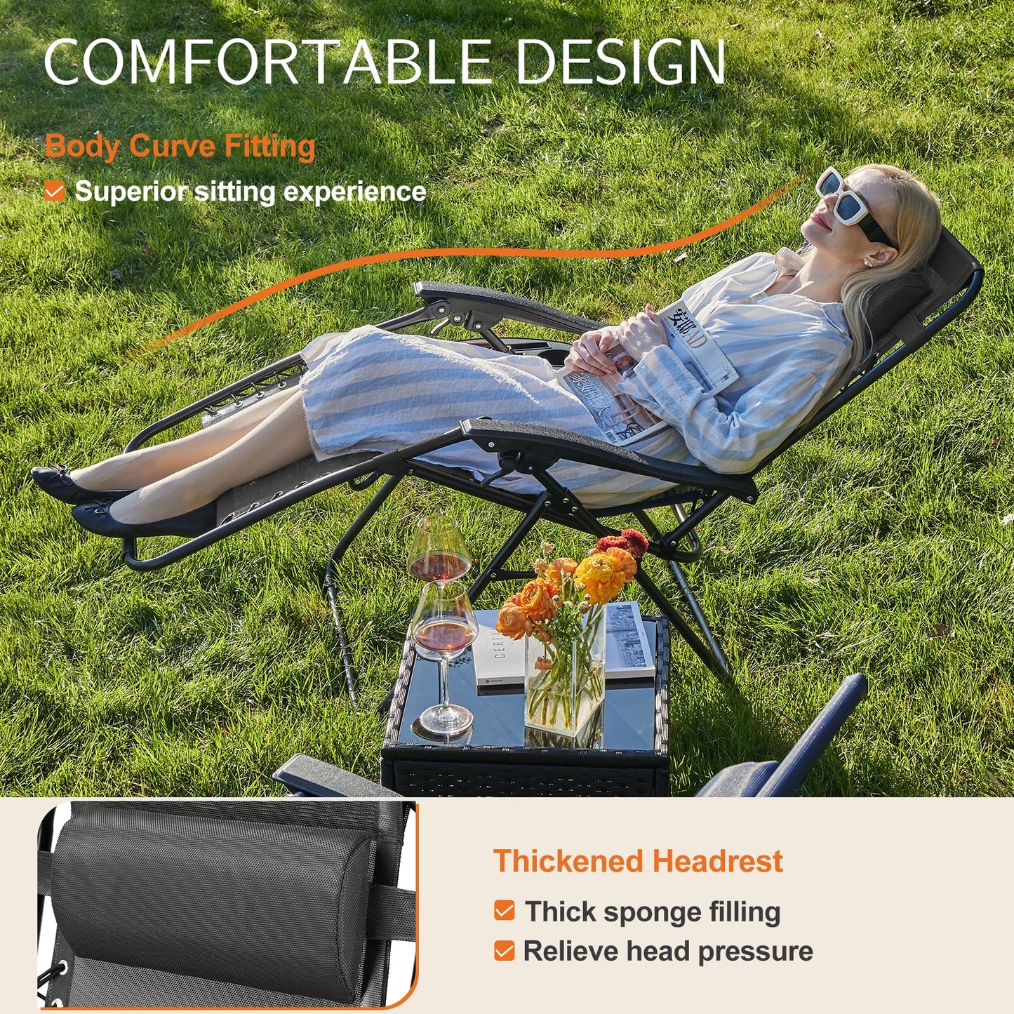 Portable Recliner Camping Chair with Cup Holder
