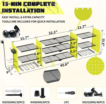 Wall Mount Tool Organizer with Charging Station