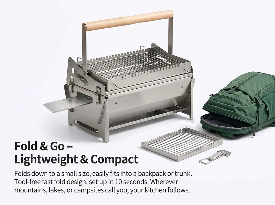 360° Portable Foldable Rotating Charcoal Grill