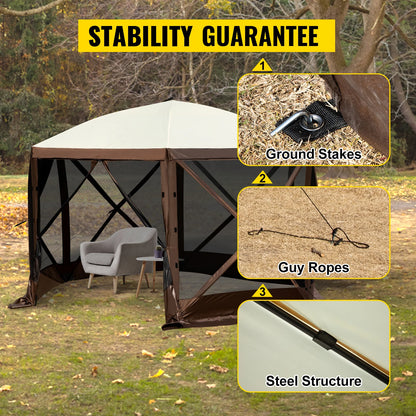 Pop-up 6 Sided 12' x 12' / 10' x 10' Camping Gazebo