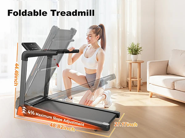 Folding Treadmill 3.5 Horsepower 0.5-8.5MPH 330LBS Capacity