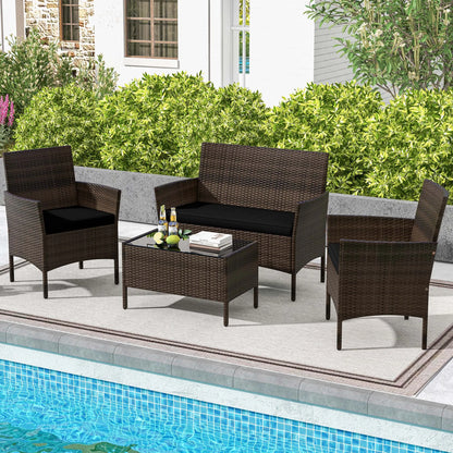 4 PCS Patio Furniture Set with Washable Cushions