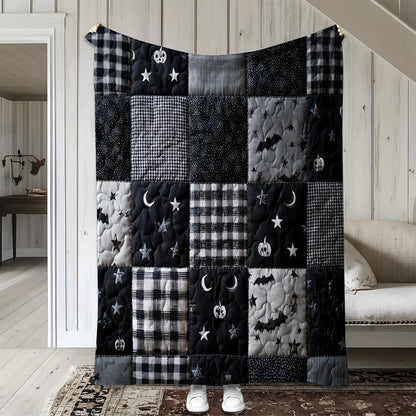 Warm Cozy All-Season Halloween Plaid Bat Blanket