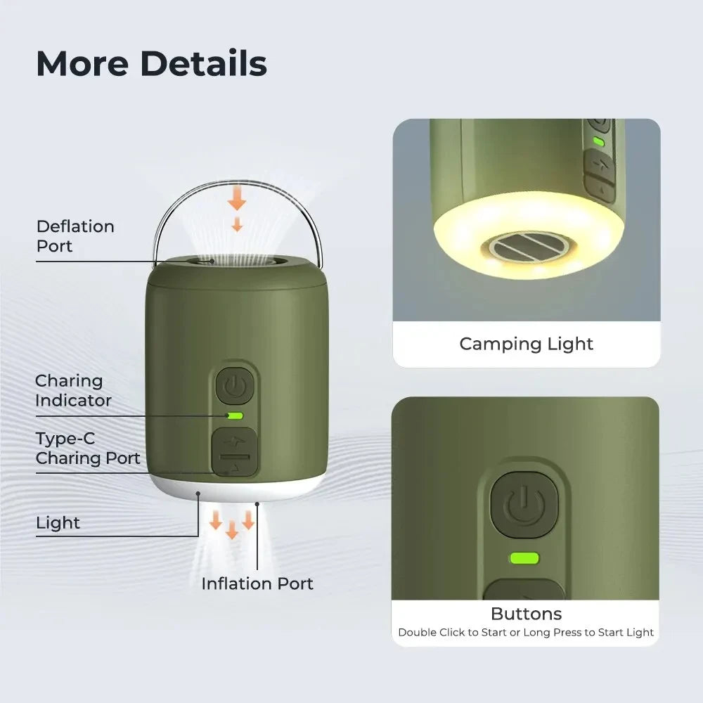 Tiny 4.5kPa Air Pump with Magnetic Lantern