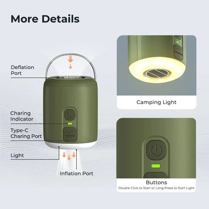 Tiny 4.5kPa Air Pump with Magnetic Lantern