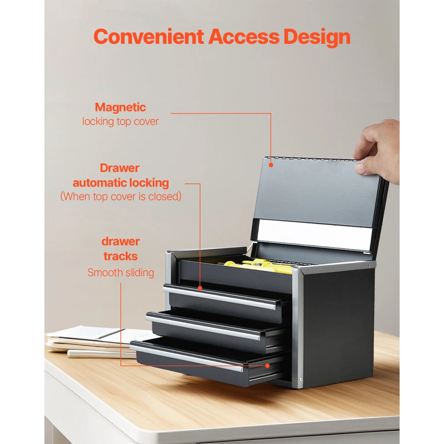 3 Drawers Portable Metal Tool Box