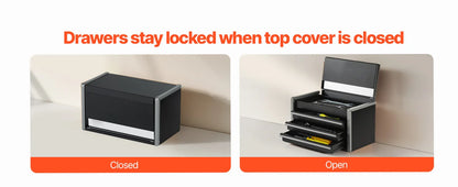 3 Drawers Portable Metal Tool Box