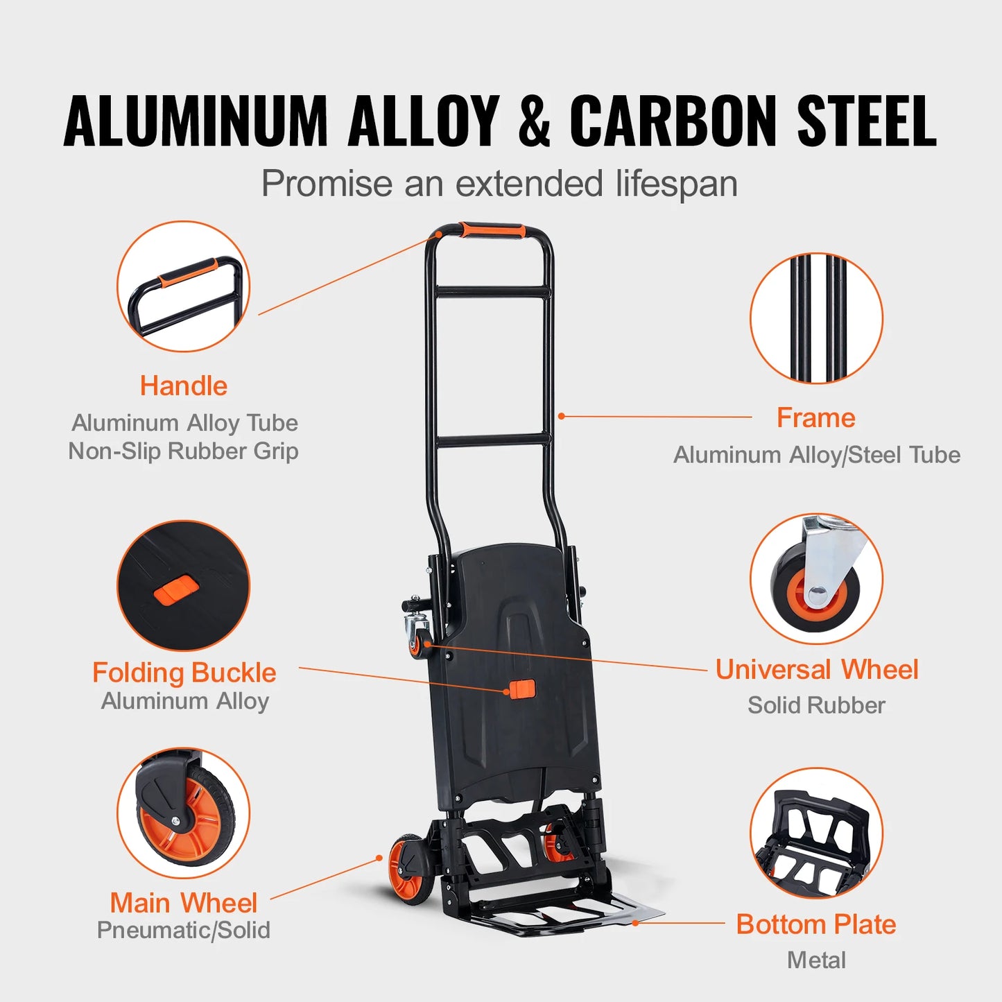 300lbs Folding  Aluminum Lightweight Hand Truck
