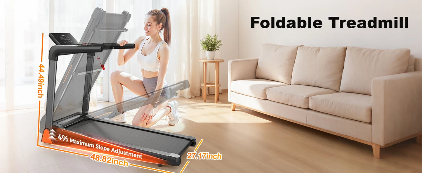 Folding Treadmill 3.5 Horsepower 0.5-8.5MPH 330LBS Capacity