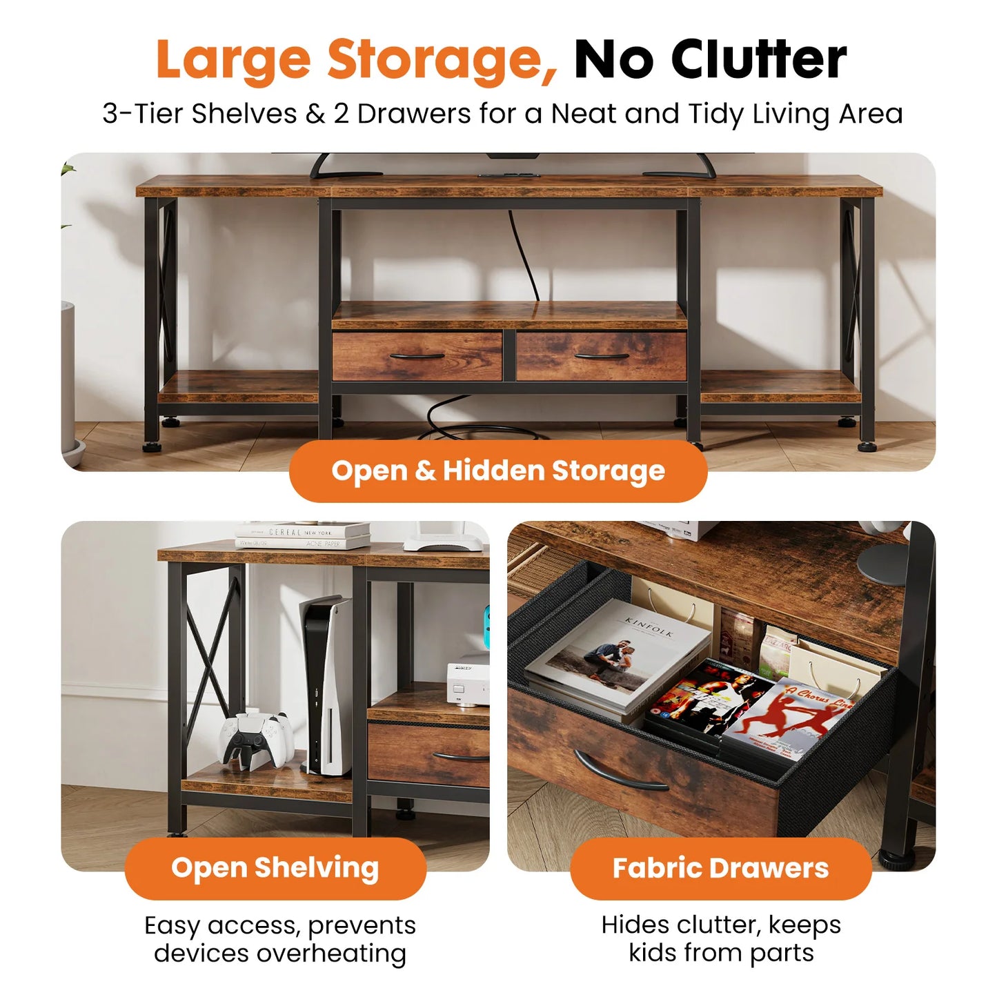TV Stand For 70/75 Inch TV W/Drawers