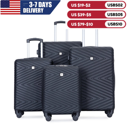 4-Piece ABS Suitcase With Spinner Wheels/Lock