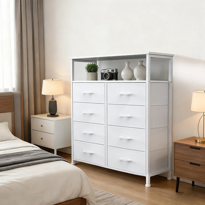 Wooden Top TV Stand with Fabric Drawers
