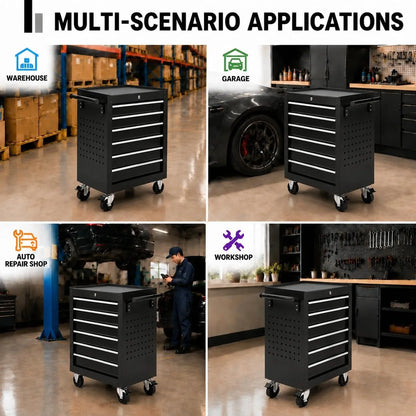 6 Drawer Rolling Tool Chest with Locking Wheels