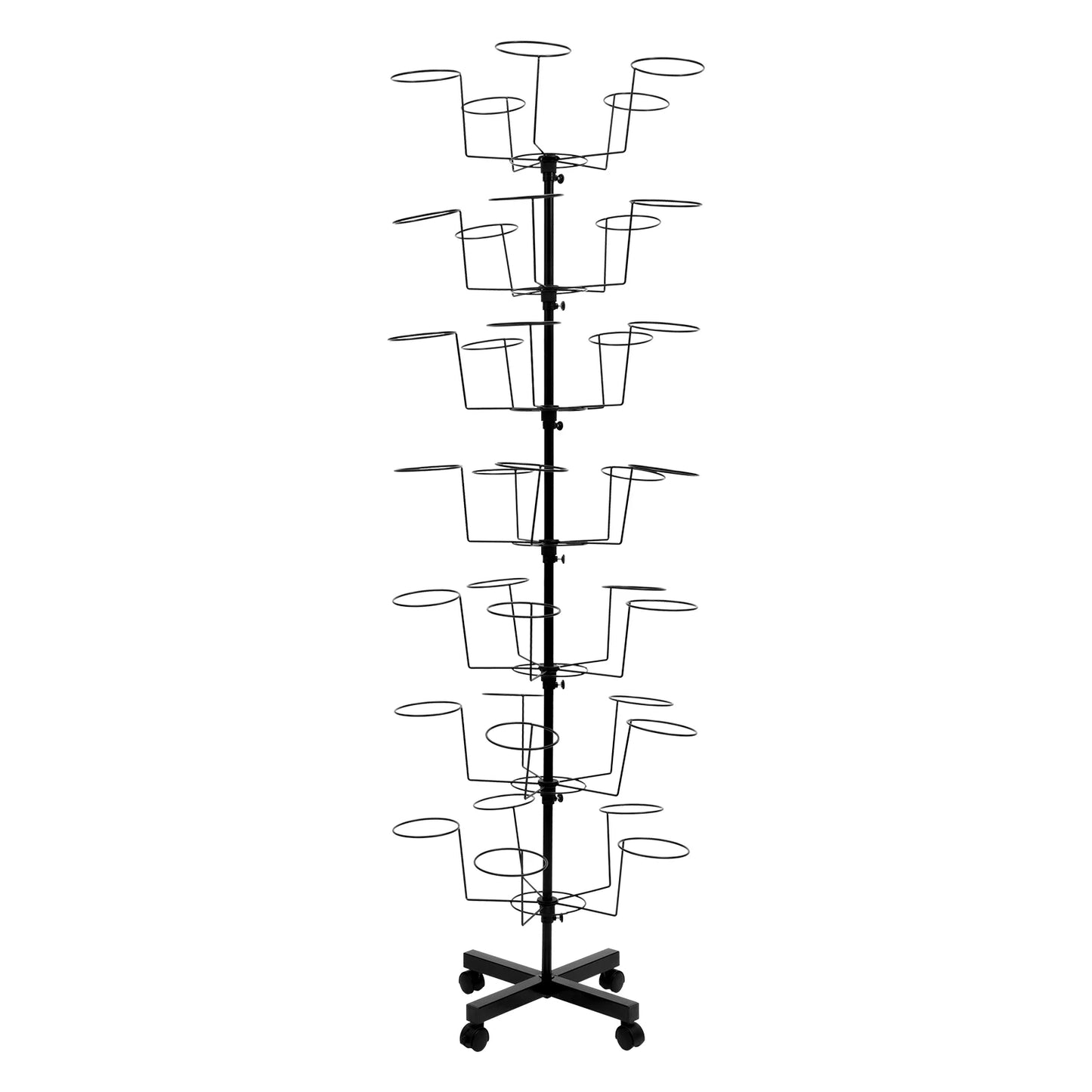 Mobile 7-Tier Black Hat Rack Stand